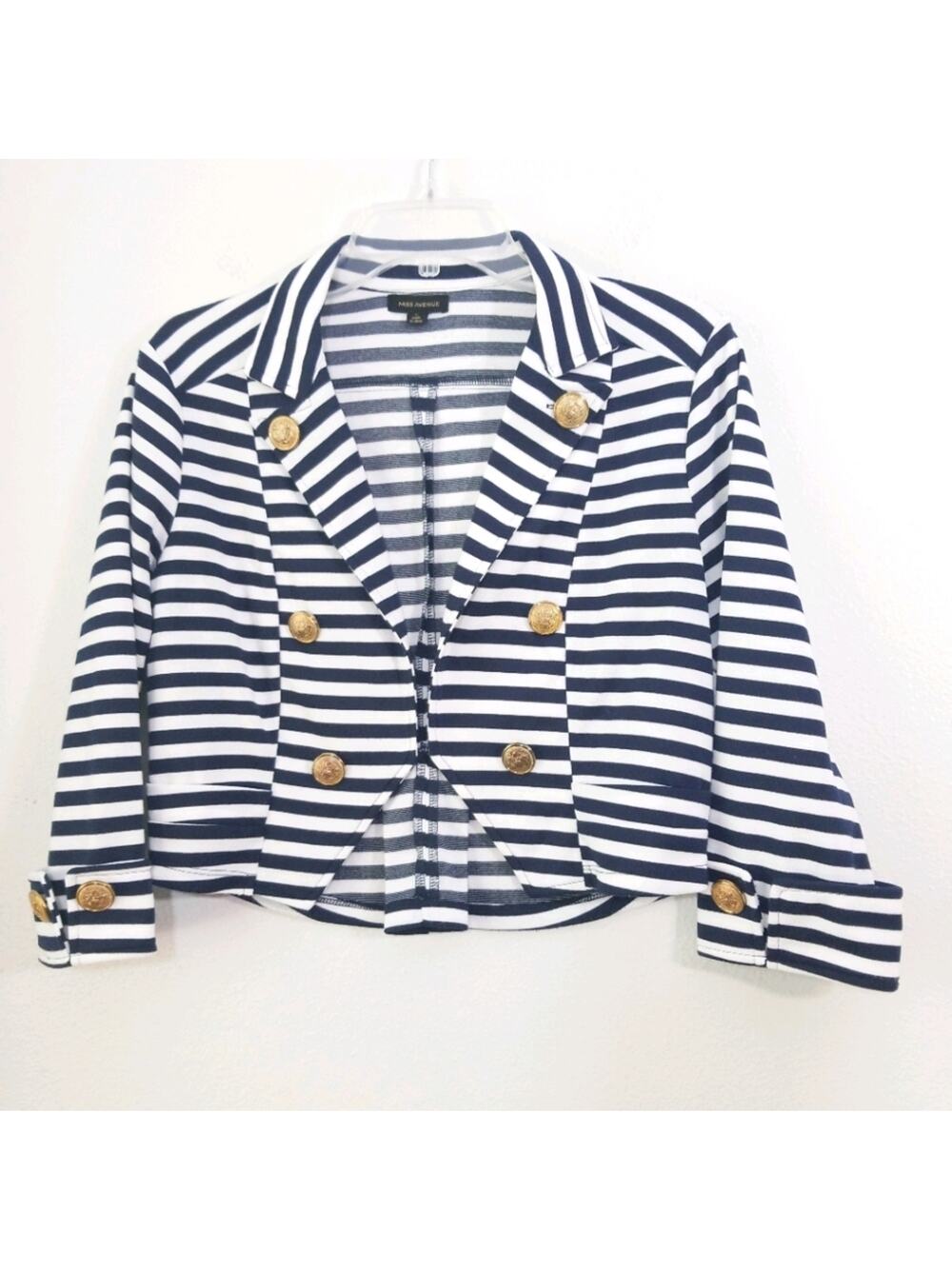 Miss Avenue striped cropped blazer jacket L